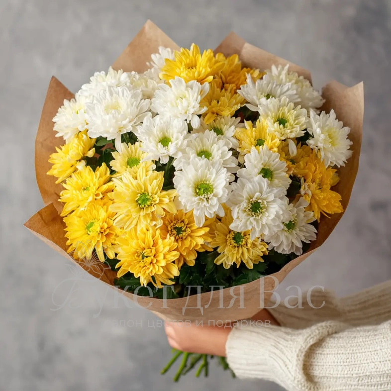 Монобукет из хризантем &laquo;Подарок сентября&raquo;