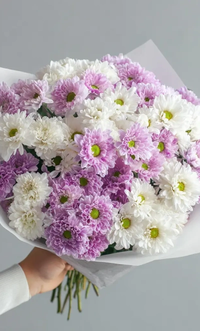 Монобукет из хризантем «Нежный комплимент»