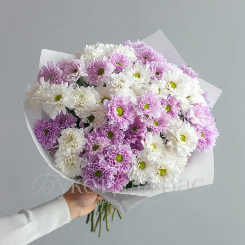 Монобукет из хризантем &laquo;Нежный комплимент&raquo;