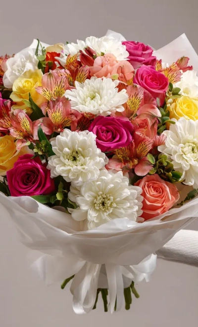 Букет с альстромериями «Взрыв цвета»