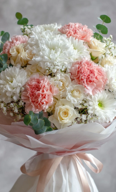 Букет с гвоздиками «Утренний бриз»