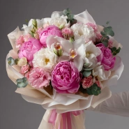 Букет с пионами &laquo;Перламутровая вуаль&raquo; 0