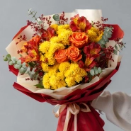 Букет с хризантемами &laquo;Тёплый взгляд&raquo; 0