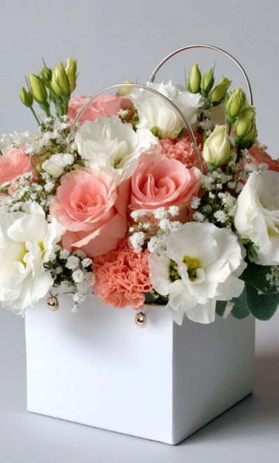 Композиция в сумочке «Цветочный комплимент»