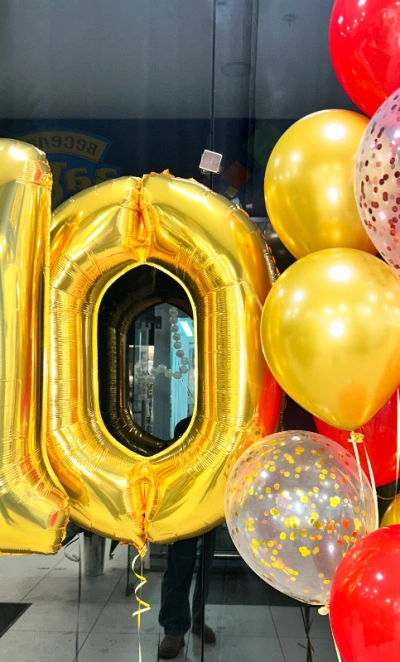 Сет из фольгированных цифр и латексных шаров