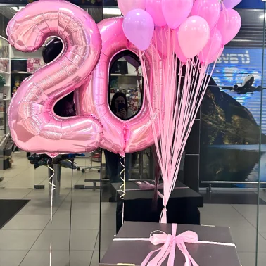 Сет из фольгированных цифр,латексных мини Шаров и коробки сюрприз