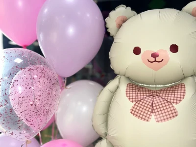 Сет из фонтана с латексными шарами и фольгированным сердцем с индивидуальной надписью и фольгированной фигурой