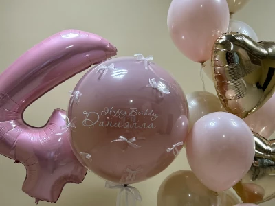 Сет с фольгированной цифрой, шаром «Гигант» и фонтаном из латесных шаров