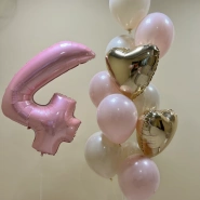 Сет с фольгированной цифрой, шаром &laquo;Гигант&raquo; и фонтаном из латесных шаров 2