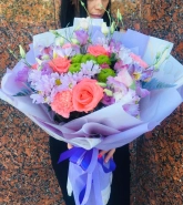 Букет с розой и хризантемой 0