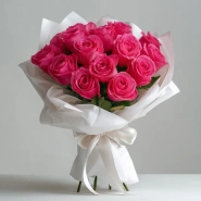 15 розовых роз 50 см 1